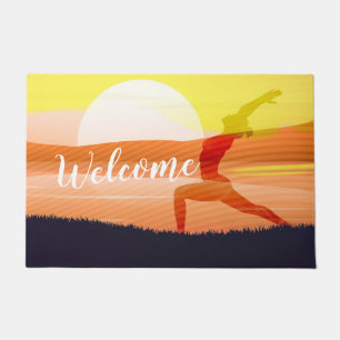 Yoga Lehrer Sun Salutation Halbmond Pose Willkomme Fußmatte
