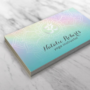 Yoga-Lehrer Teal Holografisches Mandala Visitenkarte