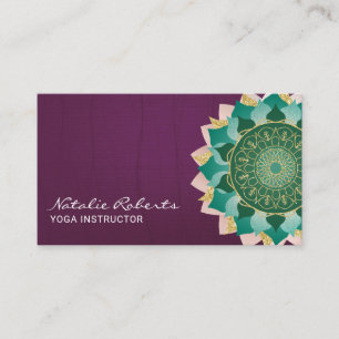Yoga-Lehrer Teal Mandala-Blume Vintage Lila Visitenkarte