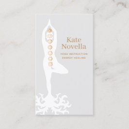 Yoga-Lehrer, Tree-Pose mit Roots und Chakras Visitenkarte