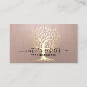 Yoga-Lehrer Vintage Gold Zen Baum Spa Visitenkarte