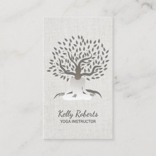 Yoga-Lehrer-Vintager Baum-nobles Leinen Visitenkarte