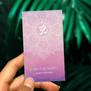 Yoga-Lehrer Wasserfarbe Lotus Mandala Namaste Visitenkarte