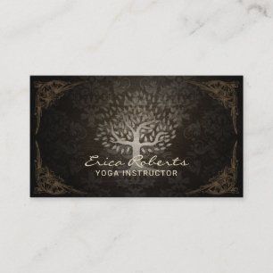 Yoga-Lehrer Wellness Lebensbaum Vintage Damast Visitenkarte
