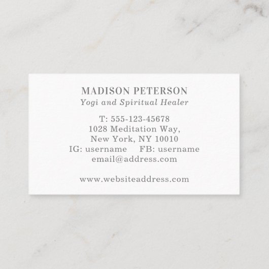 Yoga Lehrerin Lehrerin Spirituelle Trainerin Manda Visitenkarte (Rückseite)