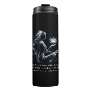 Yoga-Lehrerin Lotus-Meditationspose Leuchtender Ne Thermosbecher