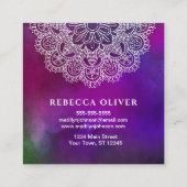 Yoga-Lehrerlila WatercolorMandala Quadratische Visitenkarte (Rückseite)