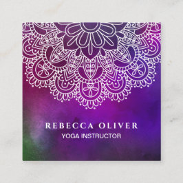 Yoga-Lehrerlila WatercolorMandala Quadratische Visitenkarte