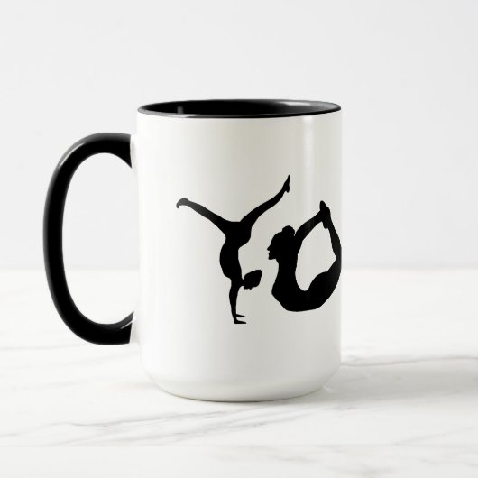 Yoga Letter Positions Black Silhouette Tasse (Links)