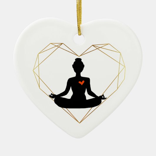 Yoga Liebe Herzzeremonie Keramik Ornament (Vorne)
