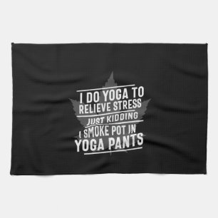 Yoga-Liebhaber Ich mache Yoga, um Stress abzubau Geschirrtuch