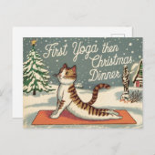 Yoga-Liebhaber Weihnachten Vintage Katze Postkarte (Vorne/Hinten)