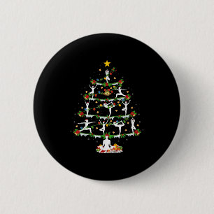 Yoga-Liebhaber Xmas-Beleuchtung Yoga-Weihnachtsbau Button