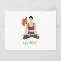 Yoga Life Artist Quote Girl of Lotus Butterfly