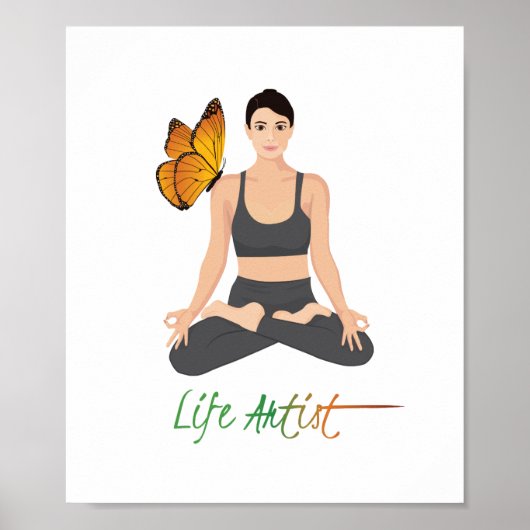 Yoga Life Artist Slogan Butterfly Inspiration Poster (Vorne)