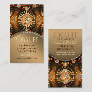 Yoga Life Caramel Gold OM New Age Business Card Visitenkarte