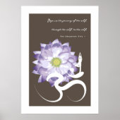 Yoga & Lila Lotus Blume Weißes Om Symbol Poster (Vorne)