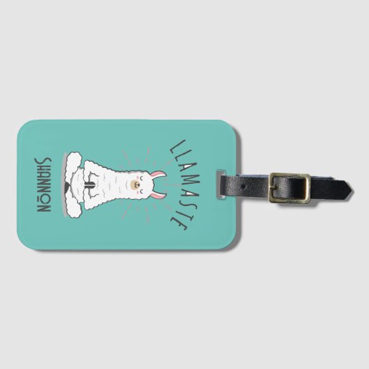 Yoga Llama - Llamaste Pub Monogramm Name Gepäckanhänger (Vorderseite (Horizontal))
