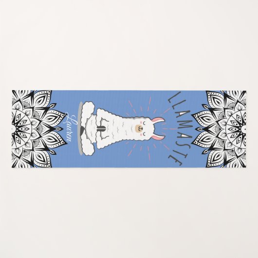Yoga Llama - Llamaste Pun Mindfulness Mandala Name Yogamatte (Vorderseite (Horizontal))