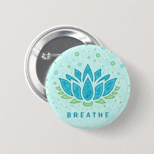Yoga Lotus Blume Zen | Textvorlage Button (Vorne & Hinten)