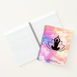 Yoga Lotus Instructor Reiki Coach Pink Wasserfarbe Notizblock