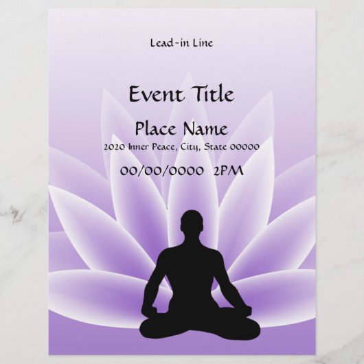 Yoga Lotus Man Violet 8.5 x 11 Event-Flyer Flyer (Vorne)