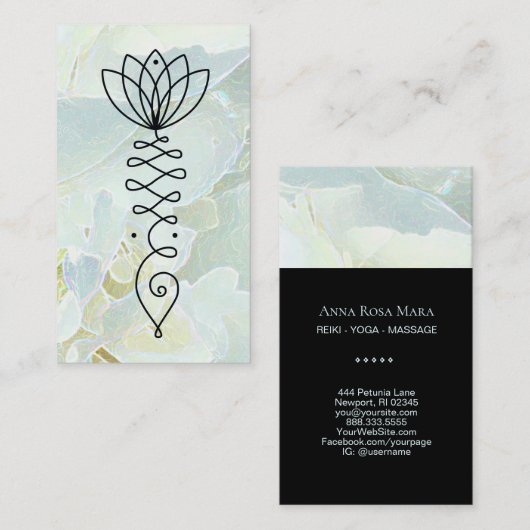 ~* Yoga Lotus Pastel Massage Reiki Healer Peony Visitenkarte (Vorne/Hinten)