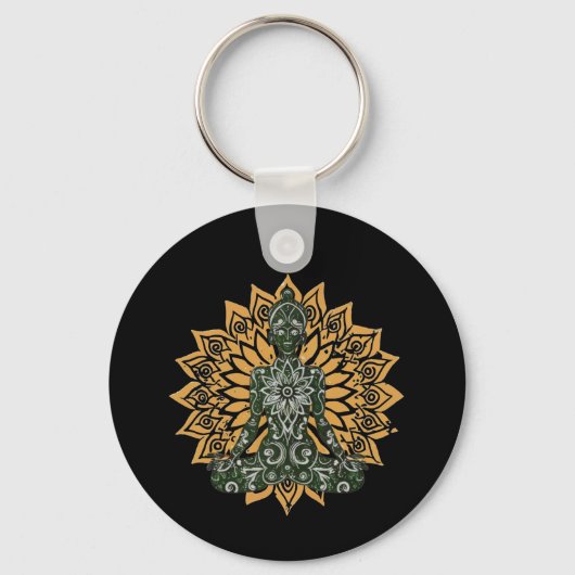 Yoga Lotus Pose Zen Graphic Schlüsselanhänger (Vorderseite)