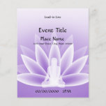 Yoga Lotus Violet Small Event Flyer<br><div class="desc">Ein grafisches Design einer Lotusblüte mit einer Yoga-Pose auf einem Event-Flyer. Der Flyer verfügt über Vorlagen für Ihre Personalisierung.</div>