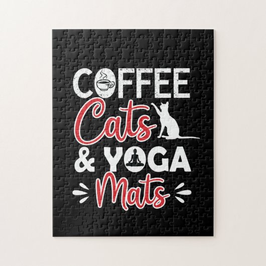 Yoga Lover | Kaffeekatze und Yoga Matten Puzzle (Vertikal)