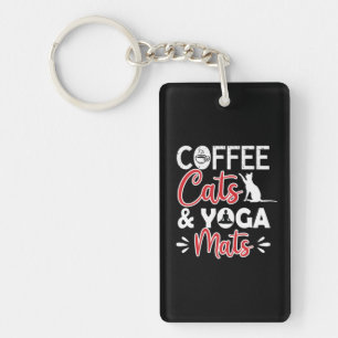 Yoga Lover Kaffeekatze und Yoga Matten Schlüsselanhänger
