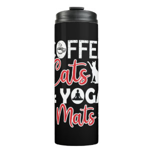 Yoga Lover Kaffeekatze und Yoga Matten Thermosbecher