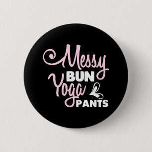 Yoga Lover Messy Bun Yoga Pants Button