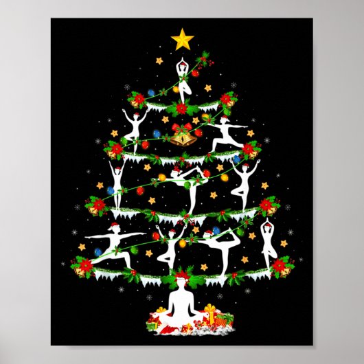 Yoga Lover Xmas Lighting Yoga Christmas Tree Poster (Vorne)
