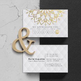 Yoga Loyalität 6 Punch Gold Mandala Weißes Leder Treuekarte