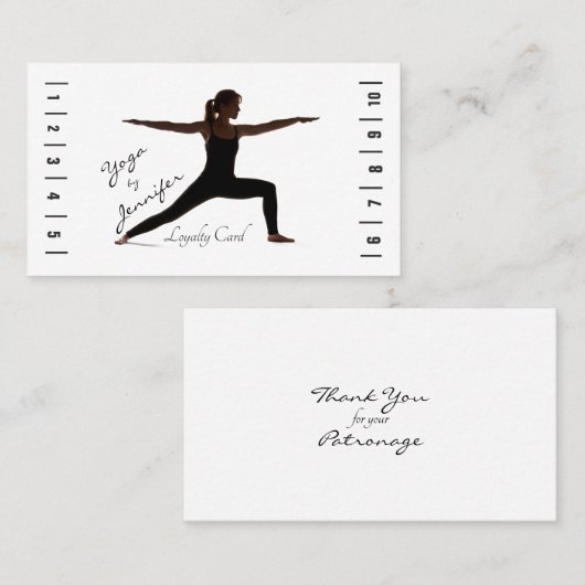 Yoga Loyality Punch Card Silhouette Visitenkarte (Vorne/Hinten)