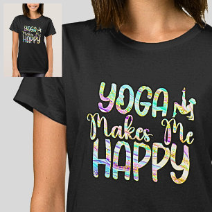 Yoga macht mich glücklich Pastel marbig auf schwar T-Shirt