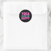 Yoga macht mich glücklich T - Shirt Runder Aufkleber (Tasche)