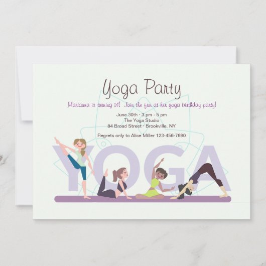 Yoga Mädchen Einladung (Vorderseite)