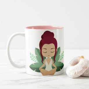 Yoga-Mädchen ruhige Wellness aufmunternde achtsame Zweifarbige Tasse