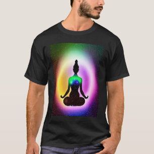 Yoga-Mädchen weibliche Sonnengruß-Meditation Chakr T-Shirt