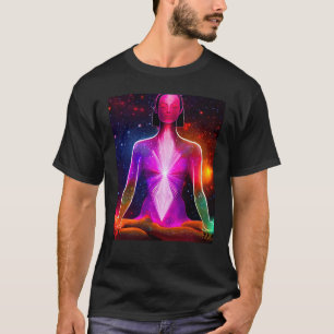 Yoga-Mädchen weibliche Sonnengruß-Meditation Chakr T-Shirt