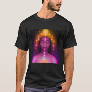 Yoga-Mädchen weibliche Sonnengruß-Meditation Chakr T-Shirt