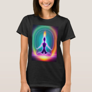 Yoga-Mädchen weibliche Sonnengruß-Meditation Chakr T-Shirt