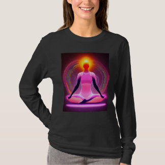 Yoga-Mädchen weibliche Sonnengruß-Meditation Chakr T-Shirt