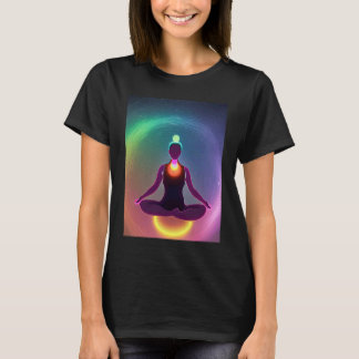 Yoga-Mädchen Weibliche Sonnengruß-Meditation Chakr T-Shirt