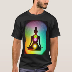 Yoga-Mädchen weibliche Sonnengruß-Meditation Chakr T-Shirt