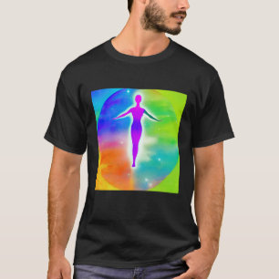 Yoga-Mädchen weibliche Sonnengruß-Meditation Chakr T-Shirt