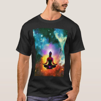 Yoga-Mädchen weibliche Sonnengruß-Meditation Chakr T-Shirt