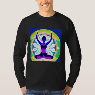 Yoga-Mädchen weibliche Sonnengruß-Meditation Chakr T-Shirt